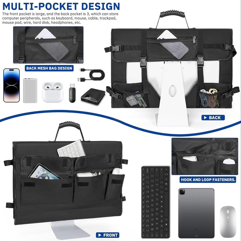 WELIDAY Monitor Carrying Case for 24" Monitors/LCD Screens, Compatible with iMac 21.5"/24", Protective Travel Carrying Bag with Padded Velvet and Carry Handle - Image 3